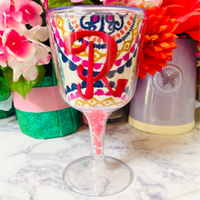 Load image into Gallery viewer, Personalized Acrylic Wine Goblet Initial R | FREE Shipping | All Sales Final