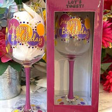 Load image into Gallery viewer, Happy Birthday Birthday Wine Glass with Box (All Sales Final)
