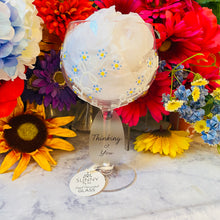 Load image into Gallery viewer, Thinking Of You Wine Glass with Forget Me Not Flower Decor