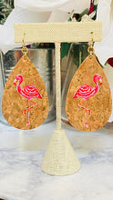 Load image into Gallery viewer, Painted Cork Summer Earrings Anchor, Pink Flamingo or Turtle (Free Shipping)