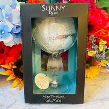 Load image into Gallery viewer, Thinking Of You Wine Glass with Forget Me Not Flower Decor