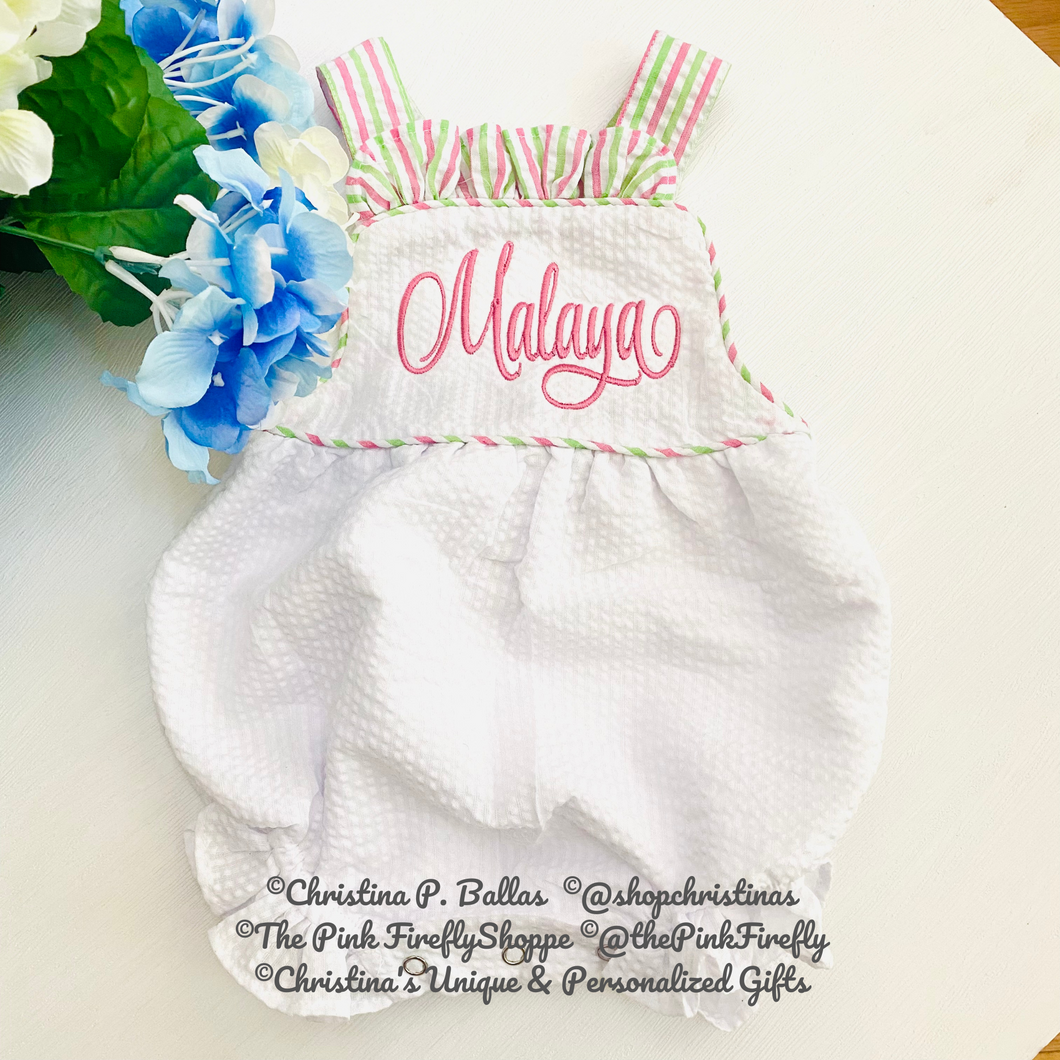 Seersucker Baby Bubble Personalized | Free Shipping