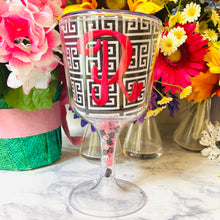 Load image into Gallery viewer, Personalized Acrylic Wine Goblet Initial R | FREE Shipping | All Sales Final