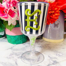 Load image into Gallery viewer, Personalized Acrylic Wine Goblet Initial E | FREE Shipping | All Sales Final