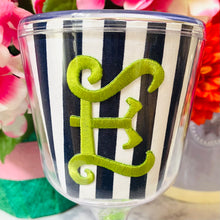 Load image into Gallery viewer, Personalized Acrylic Wine Goblet Initial E | FREE Shipping | All Sales Final