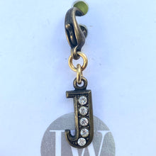 Load image into Gallery viewer, John Wind Bronze with Crystals Initial J Charm | FREE Shipping | All Sales Final