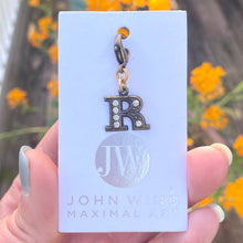 Load image into Gallery viewer, John Wind Bronze with Crystals Initial R Charm | FREE Shipping | All Sales Final