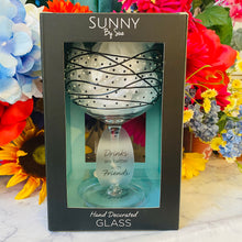 Load image into Gallery viewer, Drinks Are Better With Friends Wine Glass with Black Tangle Decor (All Sales Final)
