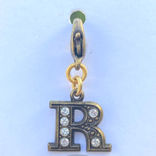 Load image into Gallery viewer, John Wind Bronze with Crystals Initial R Charm | FREE Shipping | All Sales Final
