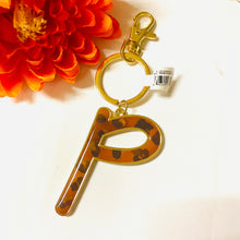 Load image into Gallery viewer, Safari Leopard Print Initial Keychain Key Ring Initial P | FREE Shipping | All Sales Final