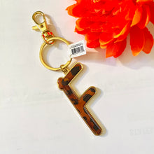 Load image into Gallery viewer, Safari Leopard Print Initial Keychain Key Ring Initial F | FREE Shipping | All Sales Final