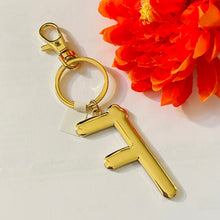 Load image into Gallery viewer, Safari Leopard Print Initial Keychain Key Ring Initial F | FREE Shipping | All Sales Final