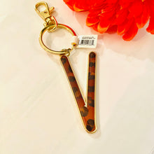 Load image into Gallery viewer, Safari Leopard Print Initial Keychain Key Ring V | FREE Shipping | All Sales Final