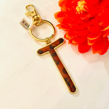 Load image into Gallery viewer, Safari Leopard Print Initial Keychain Key Ring Initial T | FREE Shipping | All Sales Final