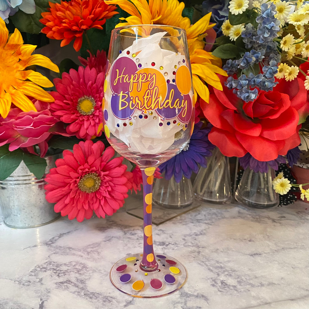 Happy Birthday Birthday Wine Glass with Box (All Sales Final)