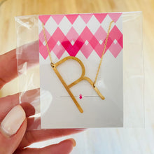 Load image into Gallery viewer, Sideways Initial Necklace Gold Initial R | FREE Shipping | All Sales Final