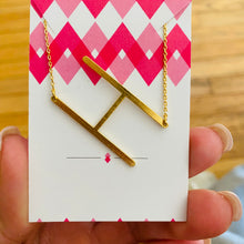 Load image into Gallery viewer, Sideways Initial Necklace Gold Initial H | FREE Shipping | All Sales Final