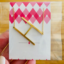 Load image into Gallery viewer, Sideways Initial Necklace Gold Initial H | FREE Shipping | All Sales Final