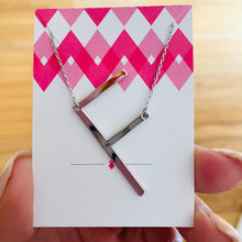 Load image into Gallery viewer, Sideways Initial Necklace Silver Initial F | FREE Shipping | All Sales Final