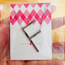 Load image into Gallery viewer, Sideways Initial Necklace Silver Initial F | FREE Shipping | All Sales Final