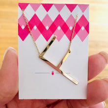 Load image into Gallery viewer, Sideways Initial Necklace Gold Initial F | FREE Shipping | All Sales Final