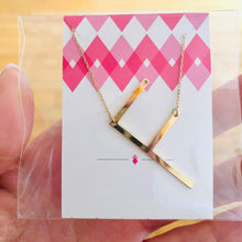 Load image into Gallery viewer, Sideways Initial Necklace Gold Initial F | FREE Shipping | All Sales Final