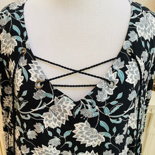 Load image into Gallery viewer, Simply Noelle Lotus Flower Top in Black/Teal | FREE Shipping | Size XS (Sizes 4 - 6) NWT | All Sales Final