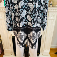 Load image into Gallery viewer, Simply Noelle Lotus Flower Top in Black/Teal | FREE Shipping | Size XS (Sizes 4 - 6) NWT | All Sales Final