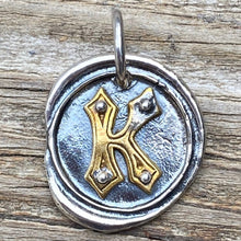 Load image into Gallery viewer, Waxing Poetic Rivet Insignia Charm Letter K | FREE Shipping | All Sales Final