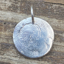 Load image into Gallery viewer, Waxing Poetic Round Initial Silver Charm Letter T