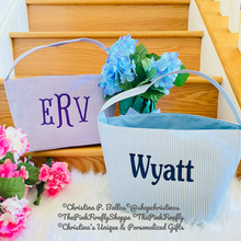 Load image into Gallery viewer, Seersucker Easter Bag Personalized | All Sales Final