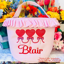Load image into Gallery viewer, Pink Gingham Ruffle Valentine's Bag Personalized for Girls | FREE Shipping | All Sales Final