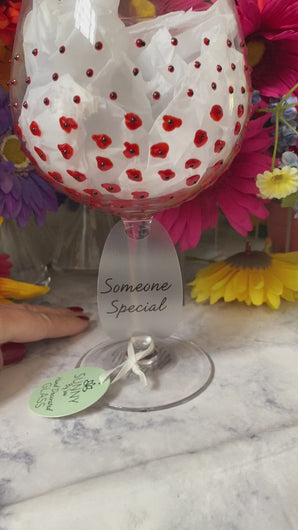 Someone Special Wine Glass with Red Poppies Decor 