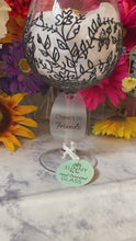 Load and play video in Gallery viewer, Cheers To Friends Wine Glass with Black Vines Decor
