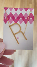 Load and play video in Gallery viewer, Sideways Initial Necklace Gold Initial R | FREE Shipping | All Sales Final