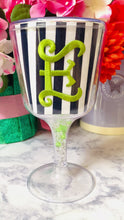 Load and play video in Gallery viewer, Personalized Acrylic Wine Goblet Initial E | FREE Shipping | All Sales Final