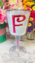 Load and play video in Gallery viewer, Personalized Acrylic Wine Goblet Initial F | FREE Shipping | All Sales Final