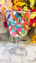 Load and play video in Gallery viewer, Personalized Acrylic Wine Goblet Initial A | FREE Shipping | All Sales Final