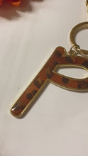 Load and play video in Gallery viewer, Safari Leopard Print Initial Keychain Key Ring Initial P | FREE Shipping | All Sales Final