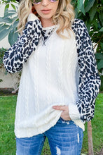 Load image into Gallery viewer, And The Why Leopard Sleeve Color Block Cable Knit Top (Small Only)
