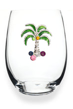Load image into Gallery viewer, Multicolored Palm Tree Diamond Stemless Wine Glass | All Sales Final