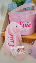 Load and play video in Gallery viewer, Gingham Easter Bag with Bunny Personalized
