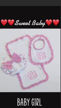 Load and play video in Gallery viewer, Pink Gingham Ruffle Burp Cloth, Bib &amp; Bow Diaper Cover (Set) | Free Shipping
