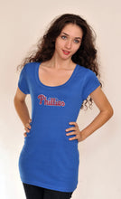 Load image into Gallery viewer, Philadelphia Phillies Scoop Neck Bling Top Royal Blue for Women