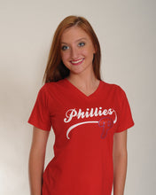 Load image into Gallery viewer, Philadelphia Phillies Red Bling "P" Top for Women (Box Cut)