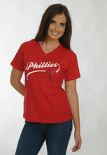 Load image into Gallery viewer, Philadelphia Phillies Red Bling "P" Top for Women (Box Cut)