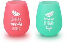 Load image into Gallery viewer, Happily Retired - Silicone Wine Glasses 13oz (Set of 2)
