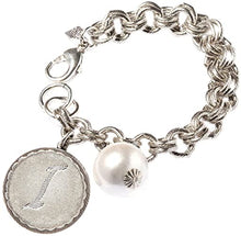 Load image into Gallery viewer, John Wind Sorority Gal Cotton Pearl Initial I Bracelet Silver