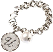 Load image into Gallery viewer, John Wind Sorority Gal Cotton Pearl Initial U Bracelet Silver
