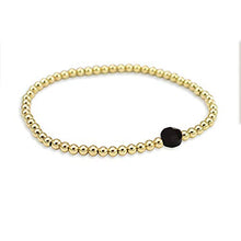 Load image into Gallery viewer, Lucky Feather Sweet Stone Stackable Stretch 14K Gold Dipped Bead Bracelet